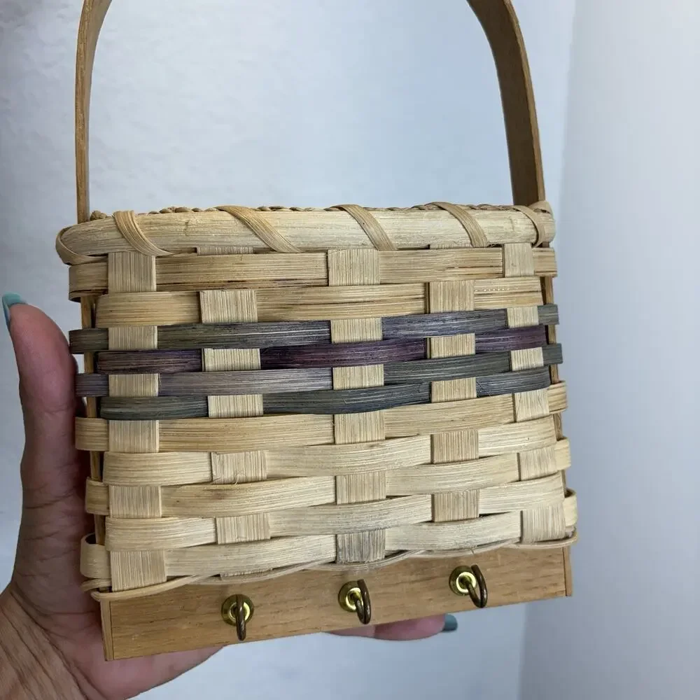 CB Cracker Barrel? Wall Pocket Basket With Hooks For Keys, retro, vintage, decor